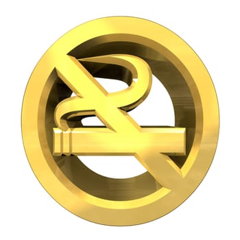 No smoking icon symbol in gold (3D made)