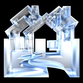 House Icon in glass - 3d made