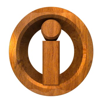 info symbol in wood (3d)
