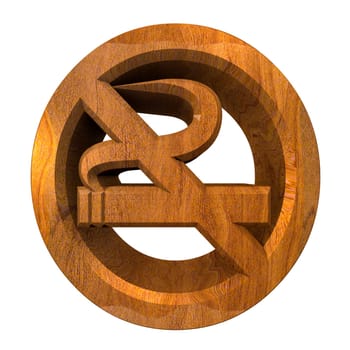 No smoking icon symbol in wood (3D made)