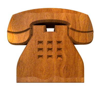 phone symbol in wood - 3D made