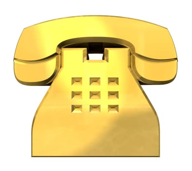 phone symbol in gold - 3D made
