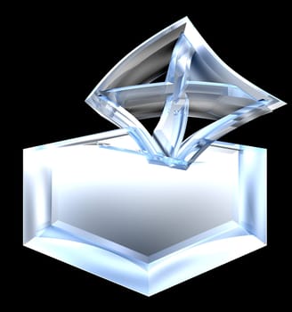Symbol of placing a voting slip into a ballot box in glass over a white background