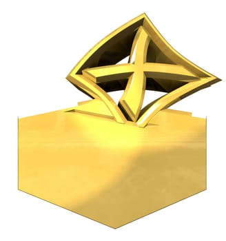 Symbol of placing a voting slip into a ballot box over a white background