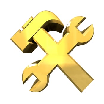 industrial working symbol in gold (3d made)