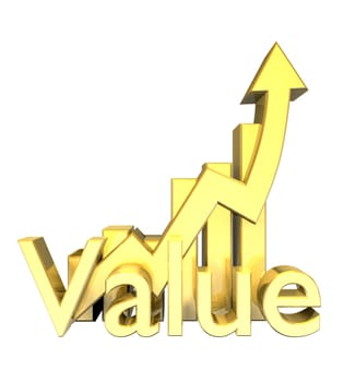 Statistics graphic in gold - 3d made