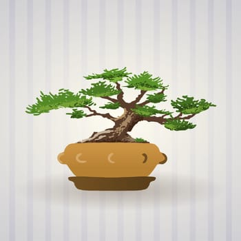 Asian Bonsai tree illustration drawn as vector art