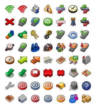 Extensive wireless communication and transportation icon set