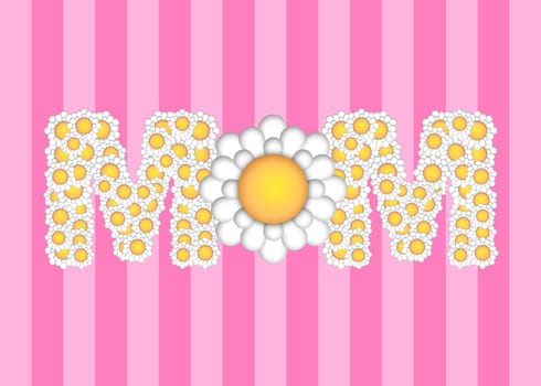 Happy Mothers Day with Daisy Flower Pattern on Pink Stripes Background Illustration