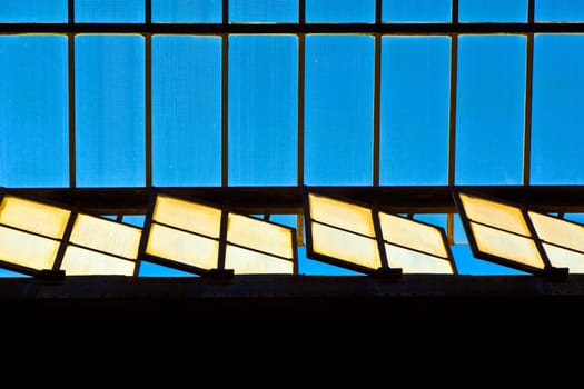trainstation in Wiesbaden, glass of roof gives a beautiful harmonic structure