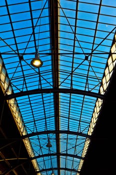 trainstation in Wiesbaden, glass of roof gives a beautiful harmonic structure