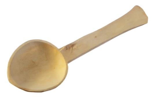 a teaspoon of raw wood on white background