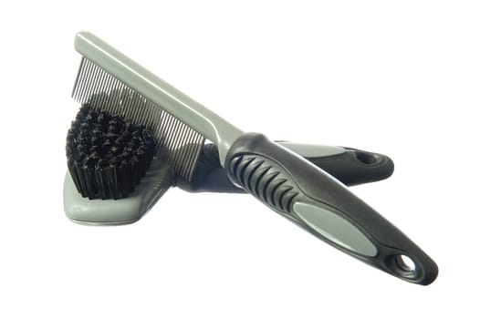 acessories for the grooming of the dog on white background