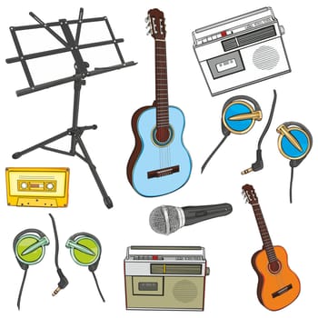 fully editable illustration music items