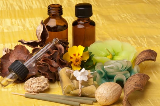 a ecological parfume for home on a yellow background