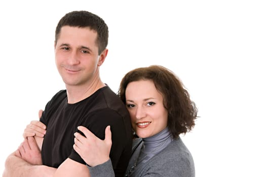 a smiling couple isolated on white background