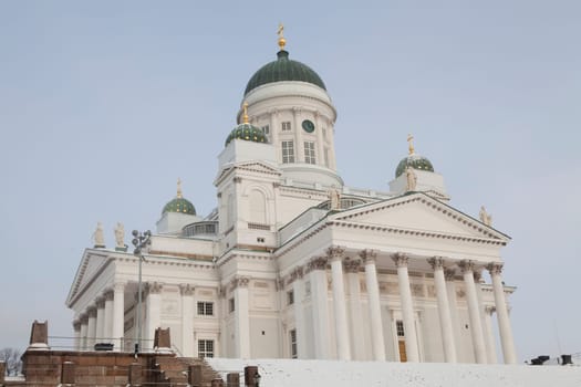 Helsinki cathedral Tuomiokirkko on a cold winter day