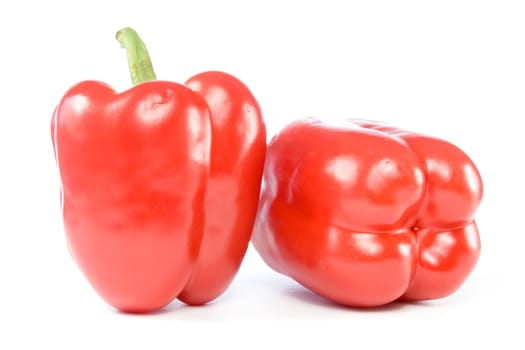 red sweet peppers isolated on white background