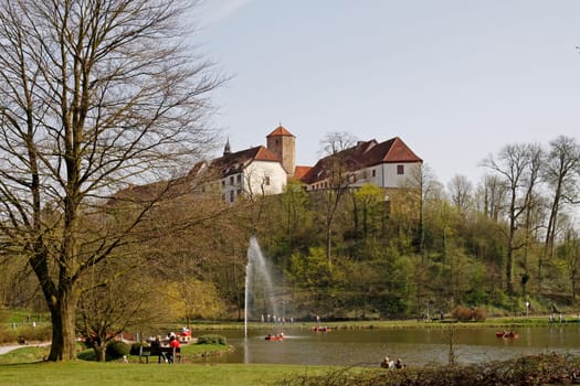 Bad Iburg, castle at the Charlottensee, Osnabruecker land, Lower Saxony, Germany