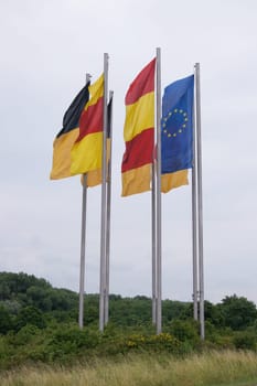 Flags fluttering in the wind