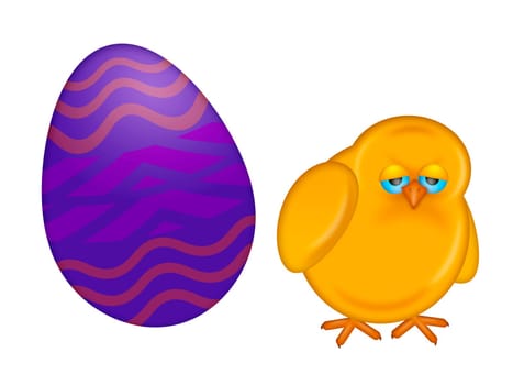Happy Easter Day Chick Dye Painted Egg Isolated on White Background Illustration