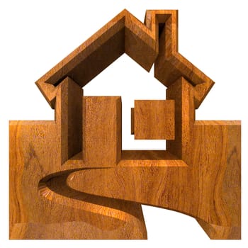 House Icon in wood - 3d made