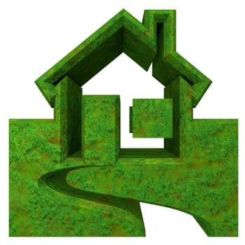 House Icon in grass - 3d made
