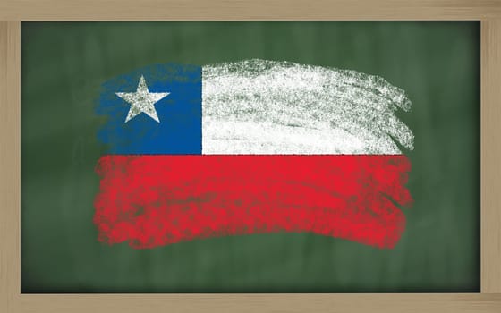 Chalky national flag of chile painted with color chalk on blackboard illustration