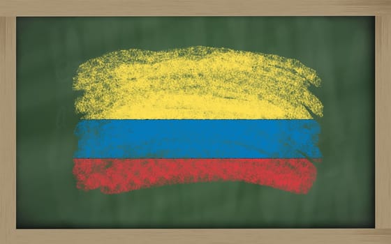 Chalky national flag of colombia painted with color chalk on blackboard illustration