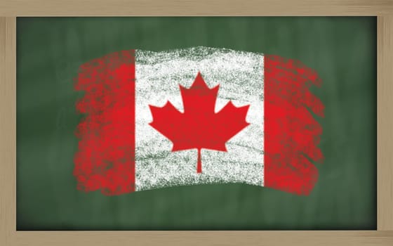 Chalky national flag of canada painted with color chalk on blackboard illustration