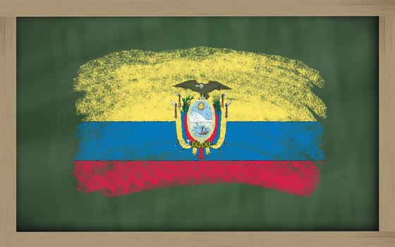 Chalky national flag of ecuador painted with color chalk on blackboard illustration