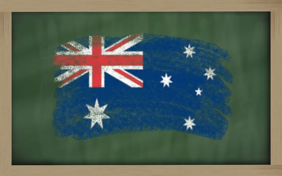 Chalky national flag of australia painted with color chalk on blackboard illustration