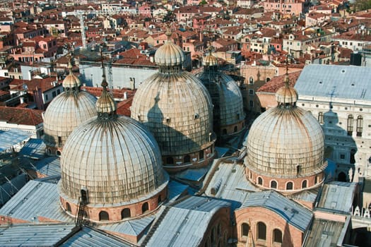view from Markus tower over the city of venice