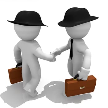 Two businessmen shaking hands,3d image
