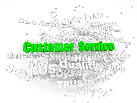 Customer positive experience crossword on white background 3D render
