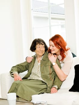 Young woman happy with her Grandmother