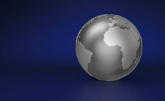 Silver Globe on blue background - Europe