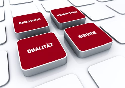 Quader Konzept Rot - Consulting Competence Quality Service 1