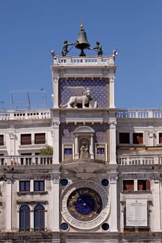 Clock tower at St. Mark's Square in Venice - Clock tower,Piazza San Marco,Venice,Veneto,Italy,Europe