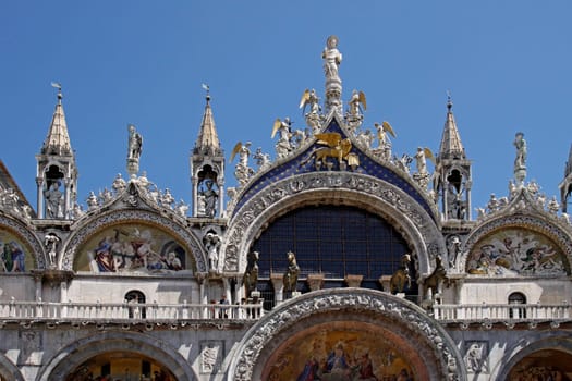 Venice,St. Mark's Basilica,Veneto,Italy - Basilica San Marco,front detail of Marks's Church,Venice,Italy,Europe