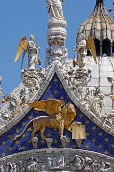 Venice,St. Mark's Basilica,Lion Veneto,Italy -St Marks Lion,St Marks Basilico,Venice,Veneto,Italy - St. Mark's Basilica with the lion as the symbol of the city and the Veneto region,Italy