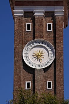 Venice,Campo Santi Apostoli Church Clock of the bell tower of the Church of SS. Apostles