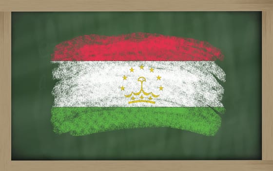 Chalky national flag of tajikistan painted with color chalk on blackboard illustration