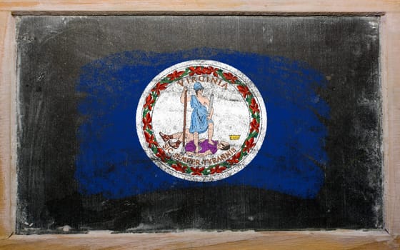 Chalky american state of virginia flag painted with color chalk on old blackboard