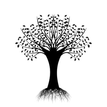 Beautiful art tree silhouette isolated on white background