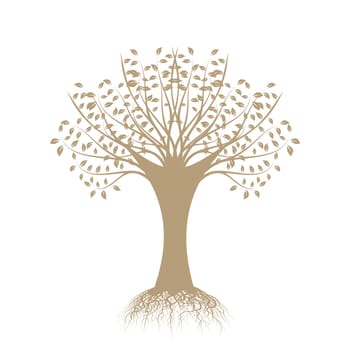 Beautiful art tree silhouette isolated on white background