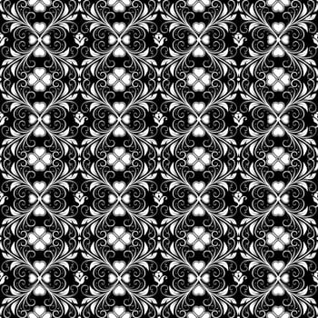 Background of seamless floral and heart pattern