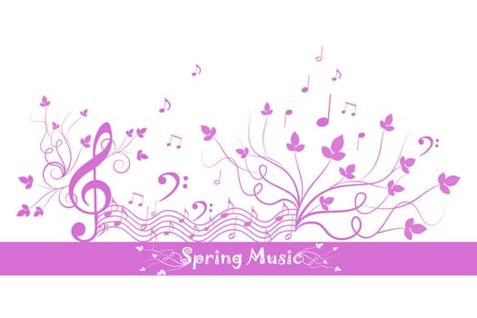 Beautiful background of spring floral and music