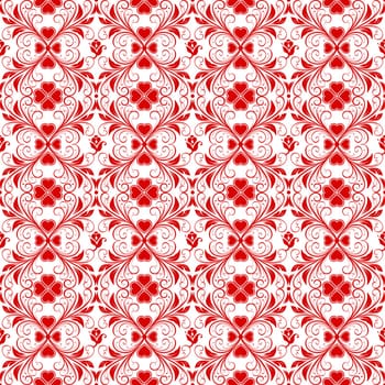 Background of seamless floral and heart pattern