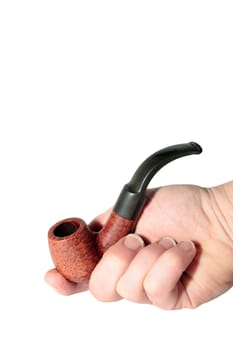 handheld smokers pipe isolated on white background with clipping path
